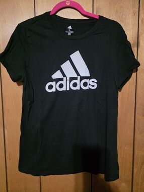 adidas Black T-Shirt with White Logo Accent Women's Size XL
